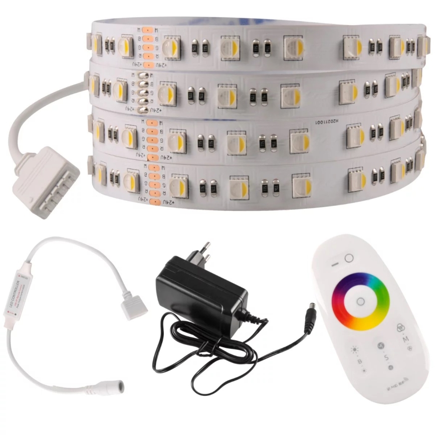Tira LED RGBW regulable 3m LED/22W/24/230V + mando a distancia