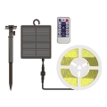 Tira solar LED regulable LED/1,2W/3,7V 3000K IP67 1500 mAh 5m + mando a distancia