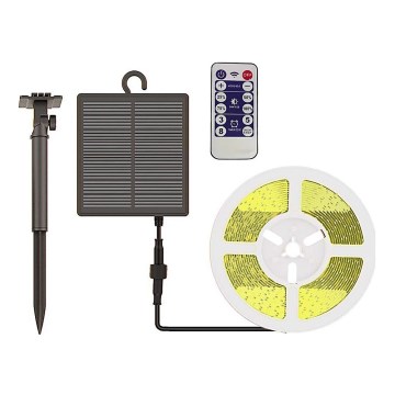 Tira solar LED regulable LED/1,2W/3,7V 3000K IP67 1500 mAh 5m + mando a distancia