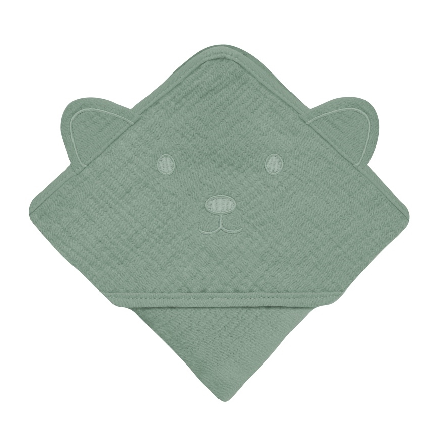 Toalla con capucha MUSLIN de Lionelo - Verde Bosque
