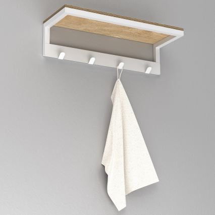 Toallero de pared con estante 10x40 cm blanco