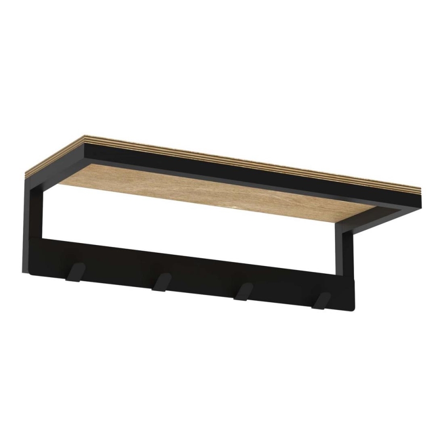Toallero de pared con estante 10x40 cm negro
