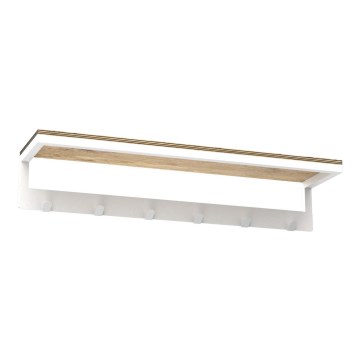 Toallero de pared con estante 10x60 cm blanco