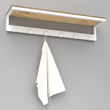 Toallero de pared con estante 10x60 cm blanco