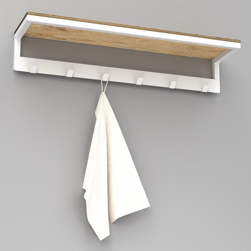 Toallero de pared con estante 10x60 cm blanco