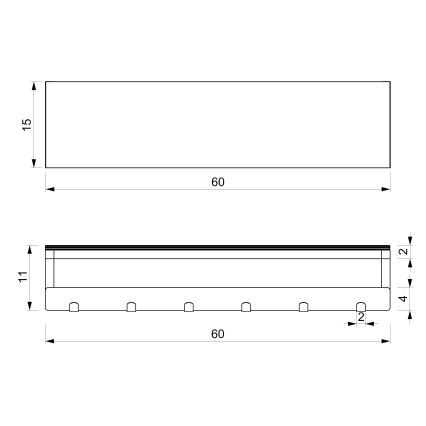 Toallero de pared con estante 10x60 cm blanco