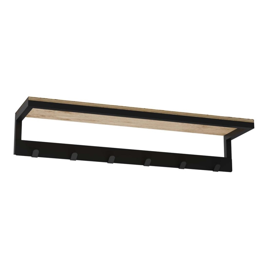 Toallero de pared con estante 10x60 cm negro