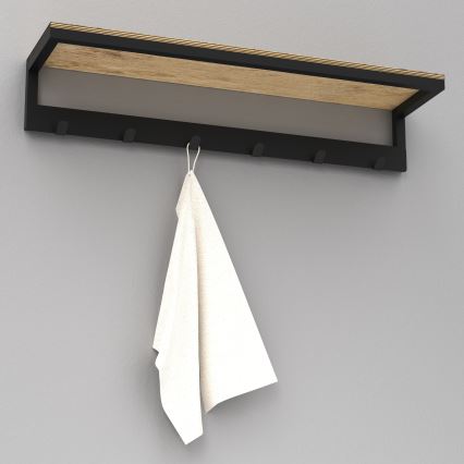 Toallero de pared con estante 10x60 cm negro