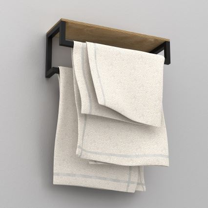 Toallero de pared con estante 14x40 cm negro