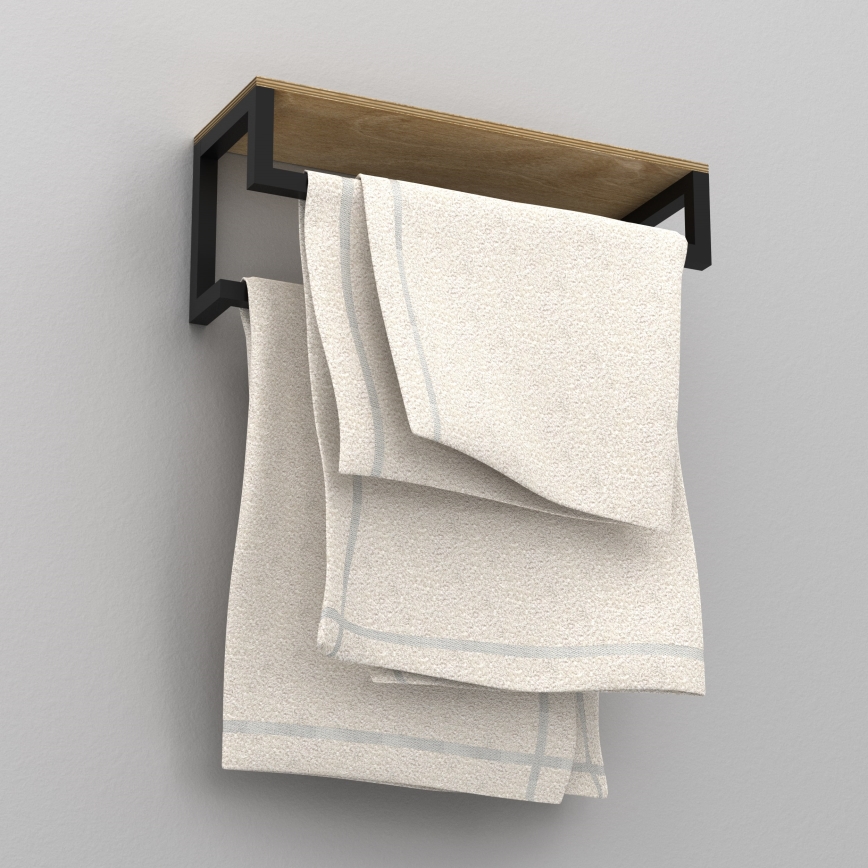 Toallero de pared con estante 14x40 cm negro