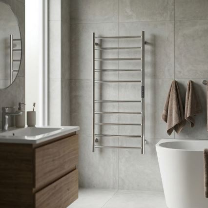 Toallero eléctrico 45 x 96 cm, 130 W, acero inoxidable