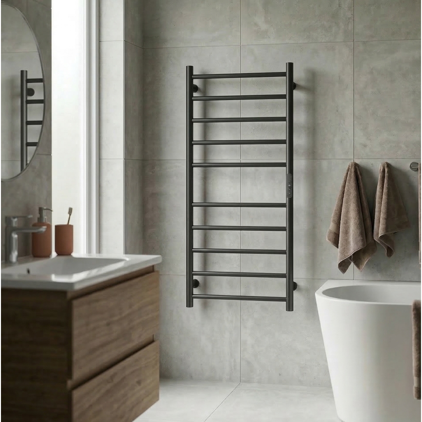 Toallero eléctrico 45x96 cm 130W acero inoxidable/negro