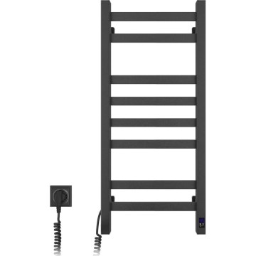 Toallero eléctrico con termostato AVANGARD 105W, 80x36 cm, negro, conexión izquierda