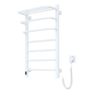 Toallero eléctrico con termostato FORTIS 155W 80x48 cm, blanco, lado derecho
