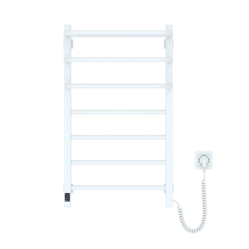 Toallero eléctrico con termostato FORTIS 155W 80x48 cm, blanco, lado derecho