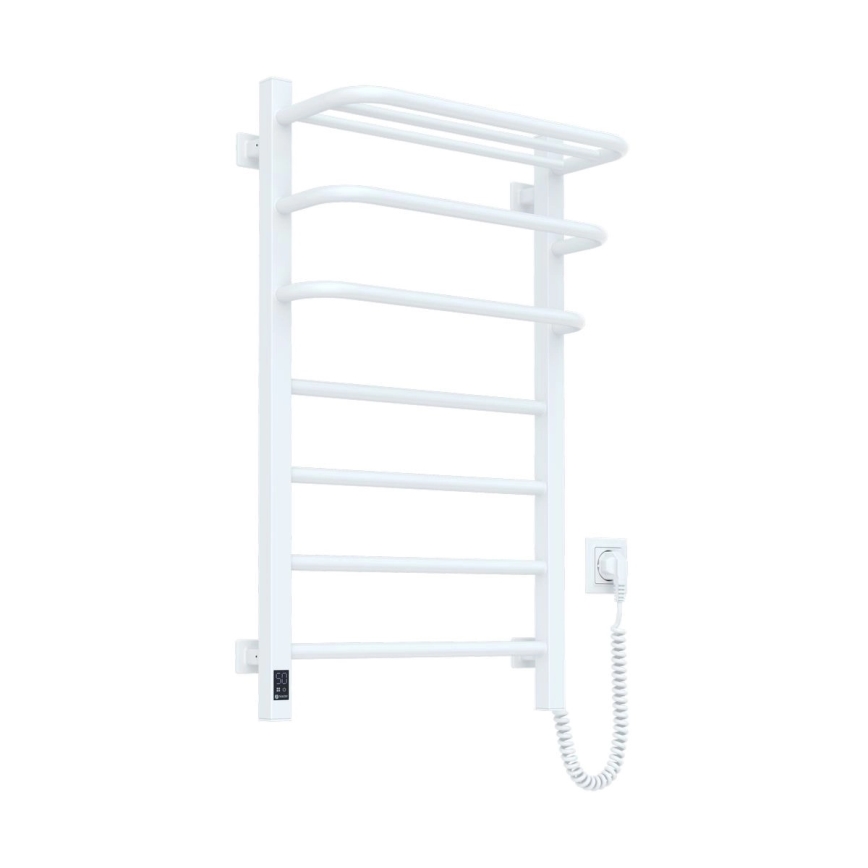 Toallero eléctrico con termostato FORTIS 155W 80x48 cm, blanco, lado derecho