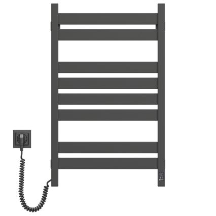 Toallero eléctrico con termostato LARGO 168 W 80 x 50 cm negro, versión izquierda