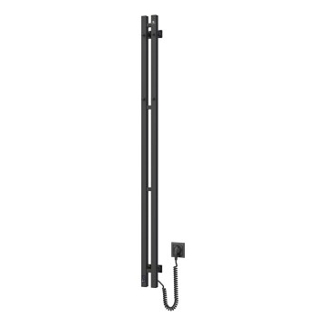 Toallero eléctrico con termostato SILOUETTE 106W 150x9 cm negro, lado derecho