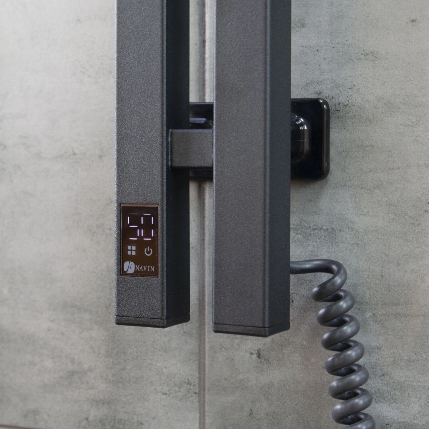 Toallero eléctrico con termostato SILOUETTE 187W/230V 120,6 cm IP44 negro derecho cuadrado