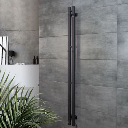 Toallero eléctrico SILOUETTE con termostato 200 W/230 V 150,6 cm IP44 negro, lateral derecho