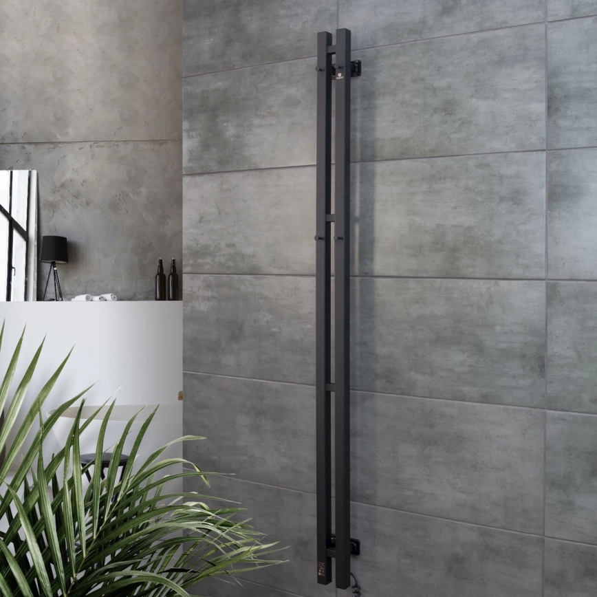 Toallero eléctrico SILOUETTE con termostato 200 W/230 V 150,6 cm IP44 negro, lateral derecho