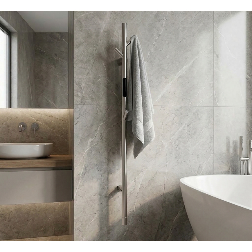 Toallero eléctrico de barra 118 cm, 30 W, acero inoxidable