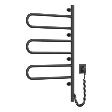 Toallero eléctrico giratorio con termostato FOUETTE 100W 80x49 cm negro