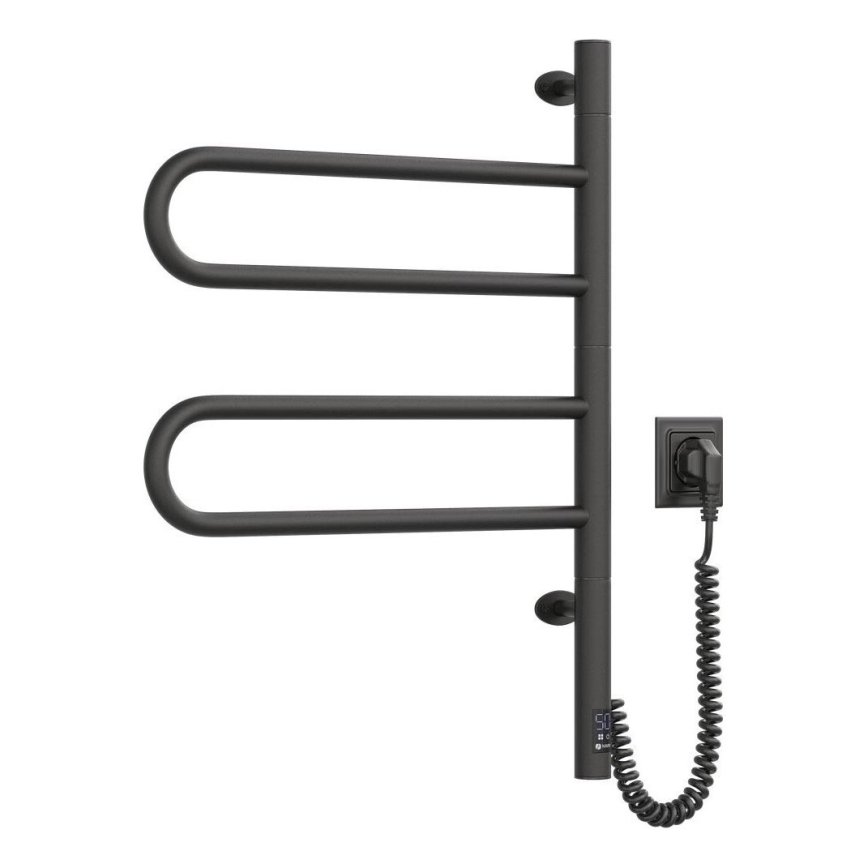 Toallero eléctrico giratorio con termostato FOUETTE 128W/230V 64,6 cm IP44 negro