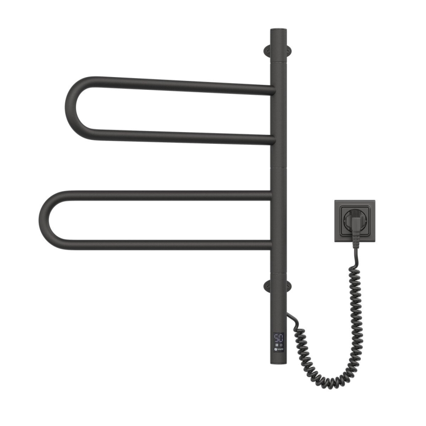 Toallero eléctrico giratorio con termostato FOUETTE 128W/230V 64,6 cm IP44 negro
