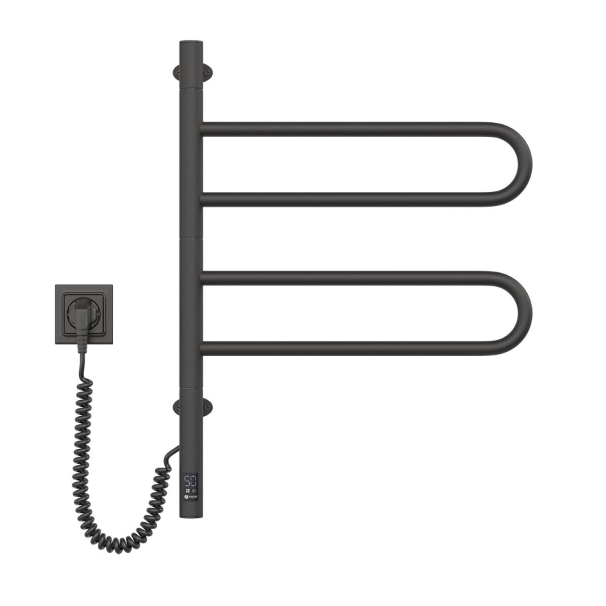 Toallero eléctrico giratorio con termostato FOUETTE 128W/230V 64,6 cm IP44 negro