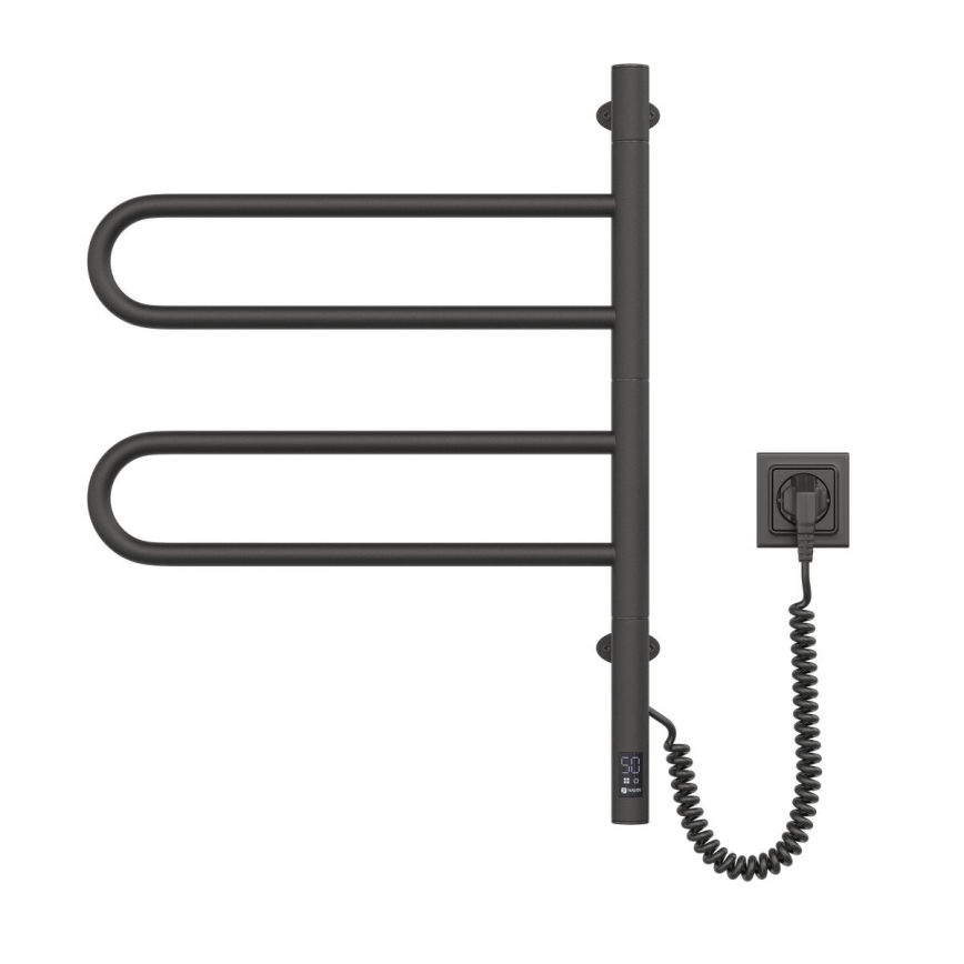 Toallero eléctrico giratorio con termostato FOUETTE 128W/230V 64,6 cm IP44 negro