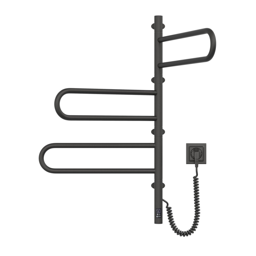 Toallero eléctrico giratorio con termostato FOUETTE 185W/230V 81,8 cm IP44 negro