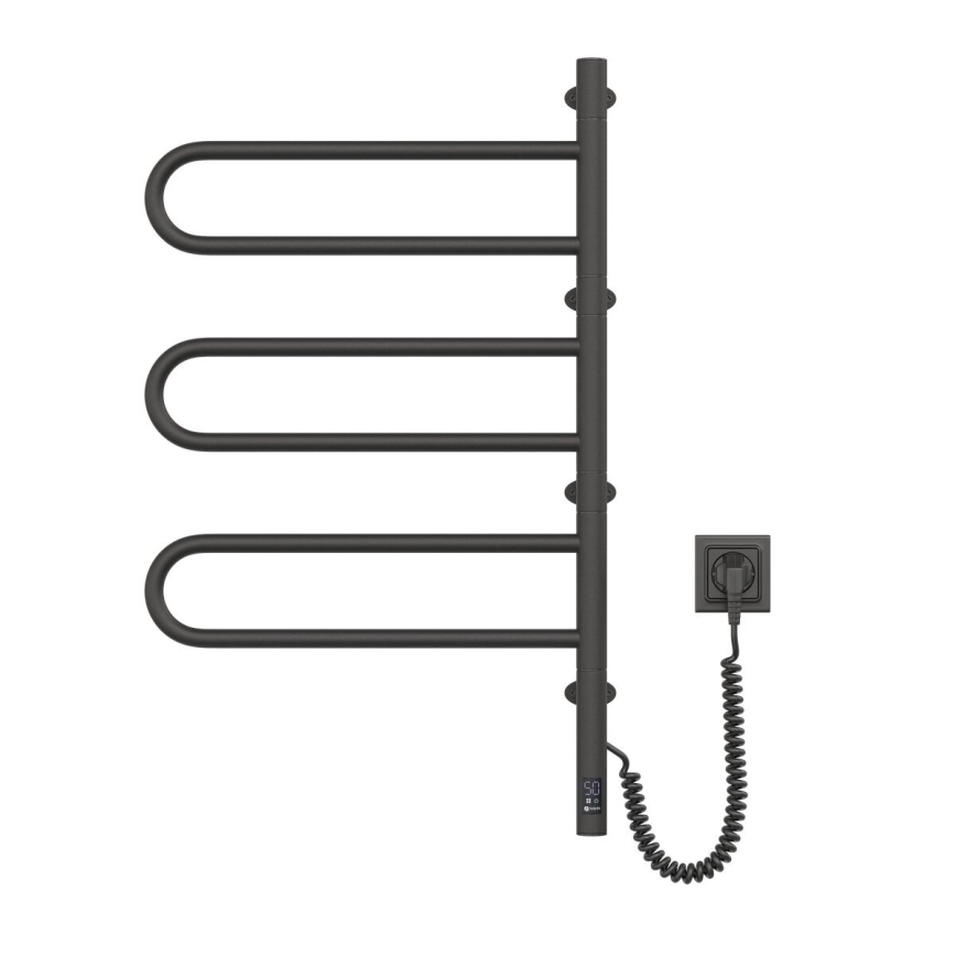 Toallero eléctrico giratorio con termostato FOUETTE 185W/230V 81,8 cm IP44 negro