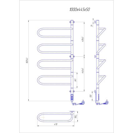 Toallero eléctrico giratorio ELECTRA 120W/230V 100x44,5 cm acero inoxidable/cromo derecha
