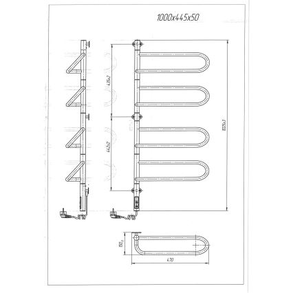 Toallero eléctrico giratorio ELECTRA 120W/230V 100x44,5 cm acero inoxidable/cromado izquierdo