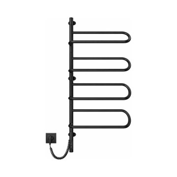 Toallero eléctrico giratorio ELECTRA 120W/230V 102,5x47,5 cm acero inoxidable/negro izquierdo