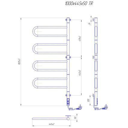 Toallero eléctrico giratorio TRISTAR 105 W/230 V 100 x 44,5 cm IP44 acero inoxidable/negro