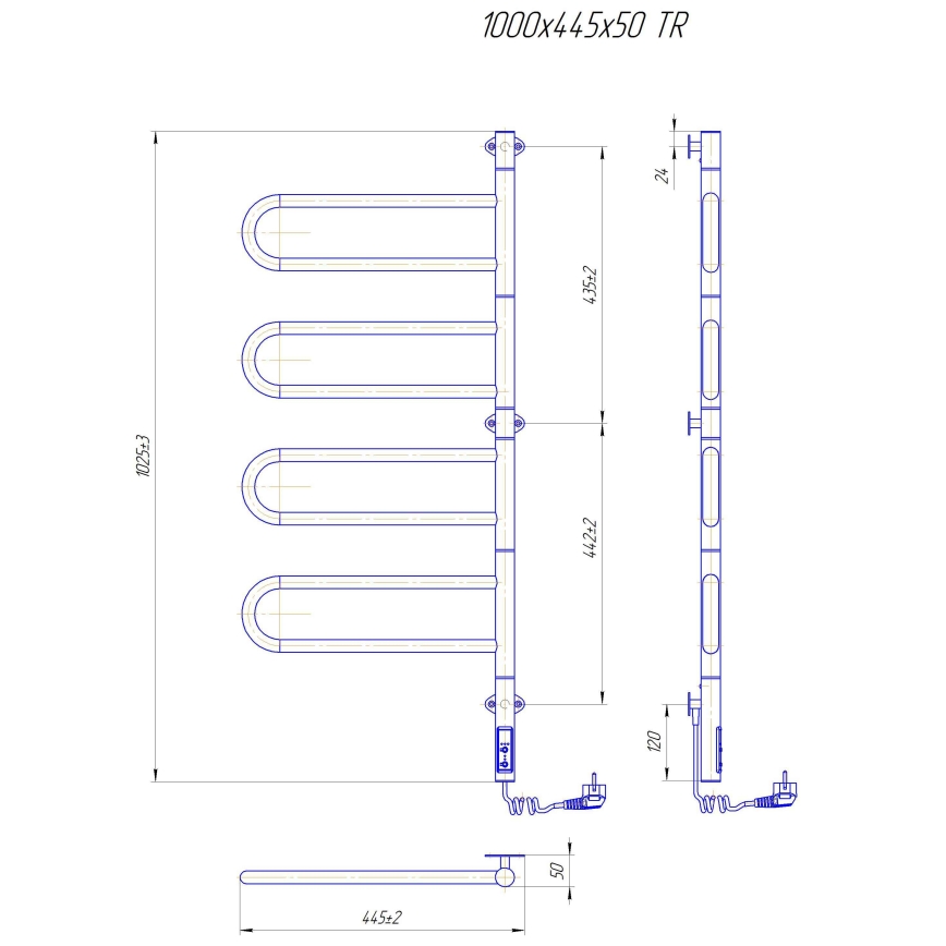 Toallero eléctrico giratorio TRISTAR 105W/230V 100x44,5cm IP44 acero inoxidable/cromo brillante