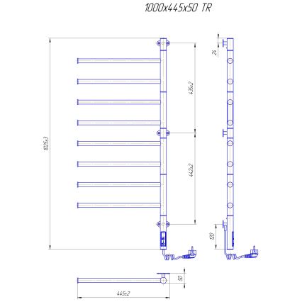 Toallero eléctrico giratorio VEER 95W/230V 100x44,5 cm acero inoxidable/negro
