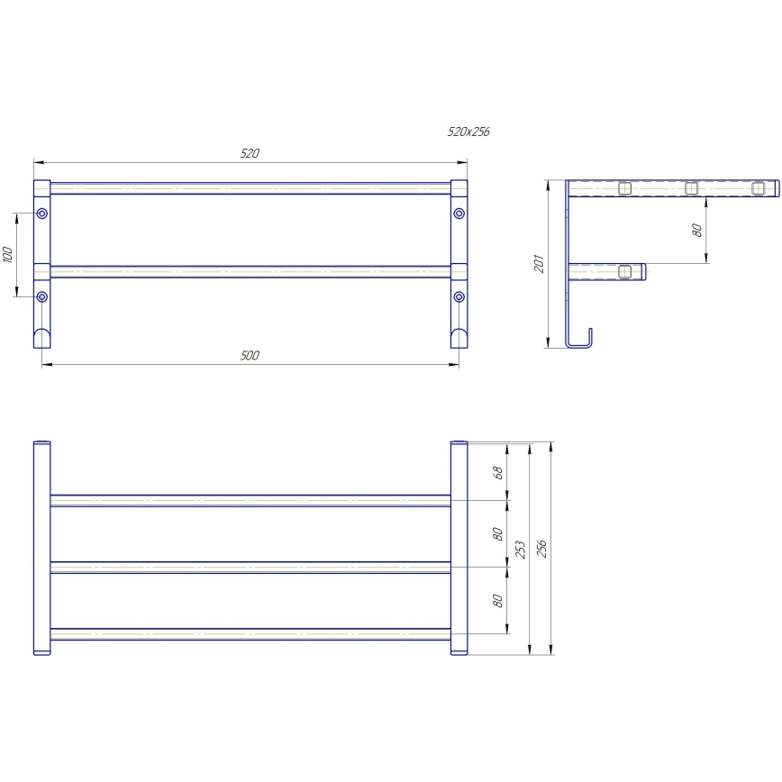 Toallero para radiador de baño HF SHEFFIELD 52 x 25,6 cm, negro