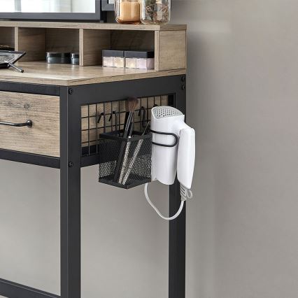 Tocador con taburete 28,6x42 cm FLORA gris/negro