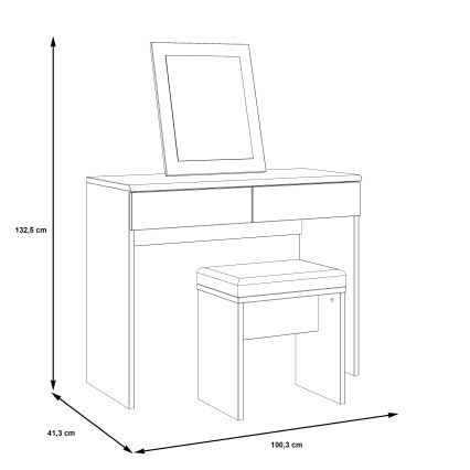 Tocador ERO + taburete marrón/negro