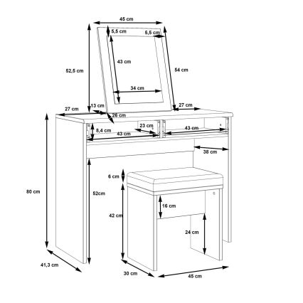 Tocador ERO + taburete marrón/negro