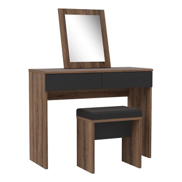 Tocador JUNO con banqueta, 45 x 29,6 cm, marrón/negro