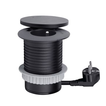 Toma empotrada con carga inalámbrica de 10 W, 1 toma + USB A y C, negra