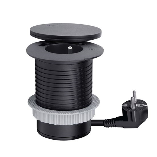 Toma empotrada con carga inalámbrica de 10 W, 1 toma + USB A y C, negra