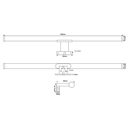 Top Light - Iluminación LED para espejos de baño OREGON LED/9W/230V 60 cm IP44
