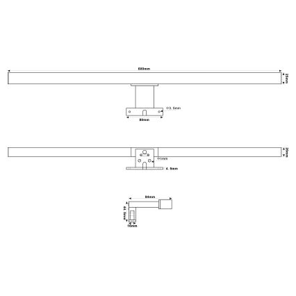 Top Light - Iluminación LED para espejos de baño OREGON LED/9W/230V 60 cm IP44
