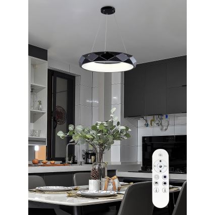 Top Light - Lámpara de araña LED regulable APOLO LED/45W/230V negro + control remoto