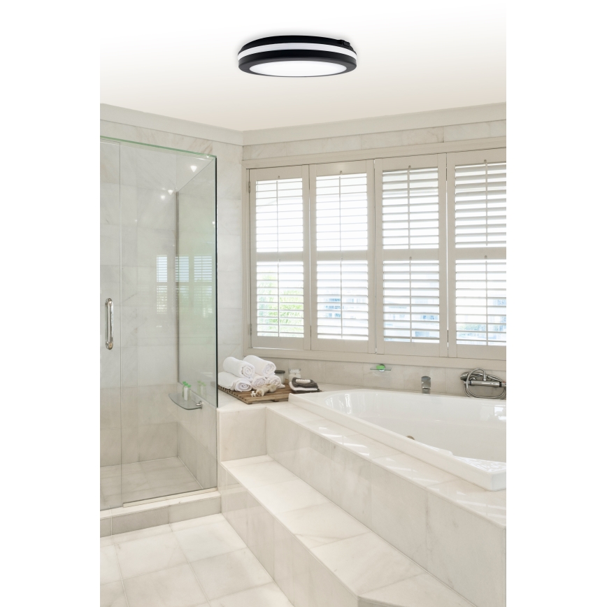 Top Light - Lámpara de techo para baño COMET LED/40W/230V 3000/4000/6500K IP54 negra, diámetro 40 cm
